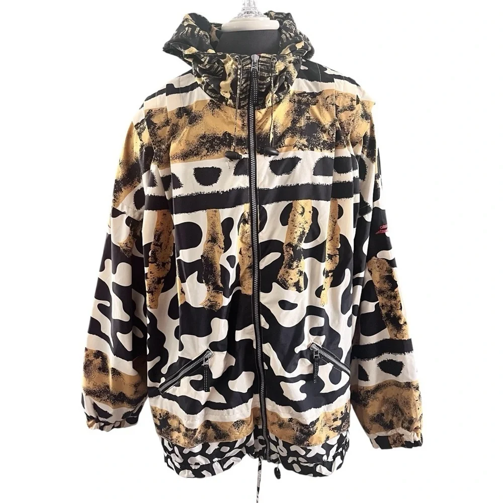 Vtg Obermeyer Gaper Day Women's Ski Jacket Abstract Animal Print Size 16